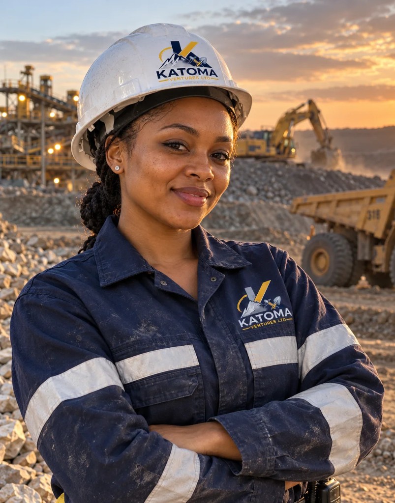 Katoma Ventures on a mine site at dusk